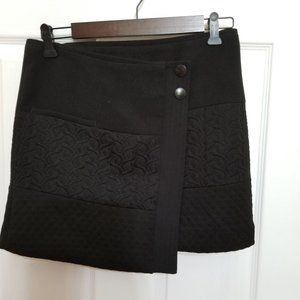 Cabi Black Swathe Wrap Textured Skirt.